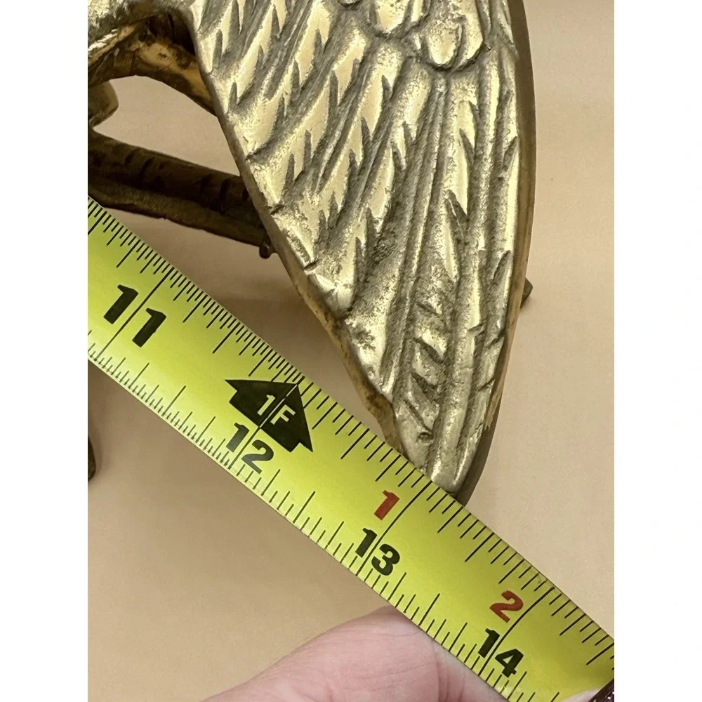 VTG Large Brass American Bald Eagle On Branch Perched‎ Statue 13